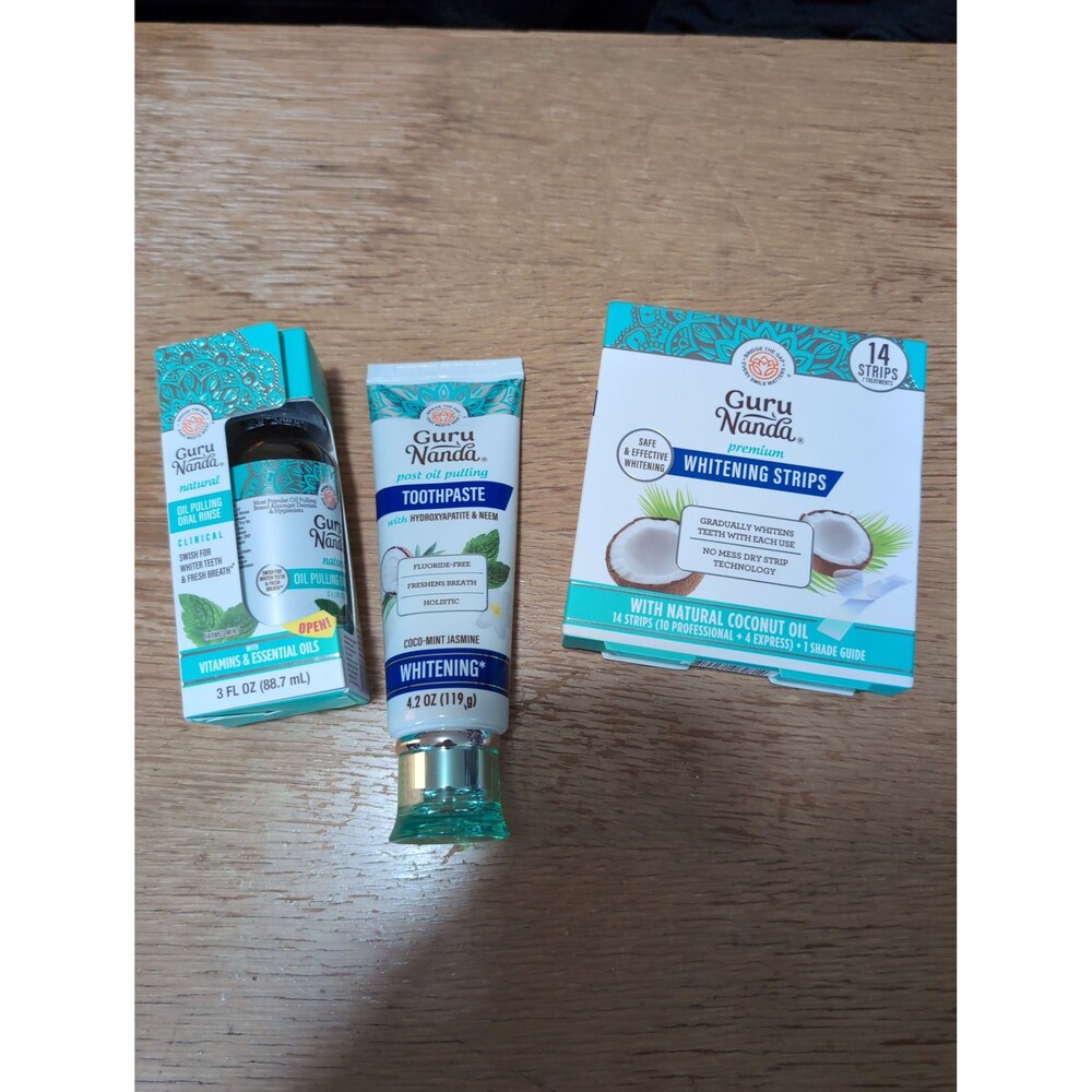 Guru Nanda Oral Care Set - Oil Pulling, Toothpaste, Whitening Strips